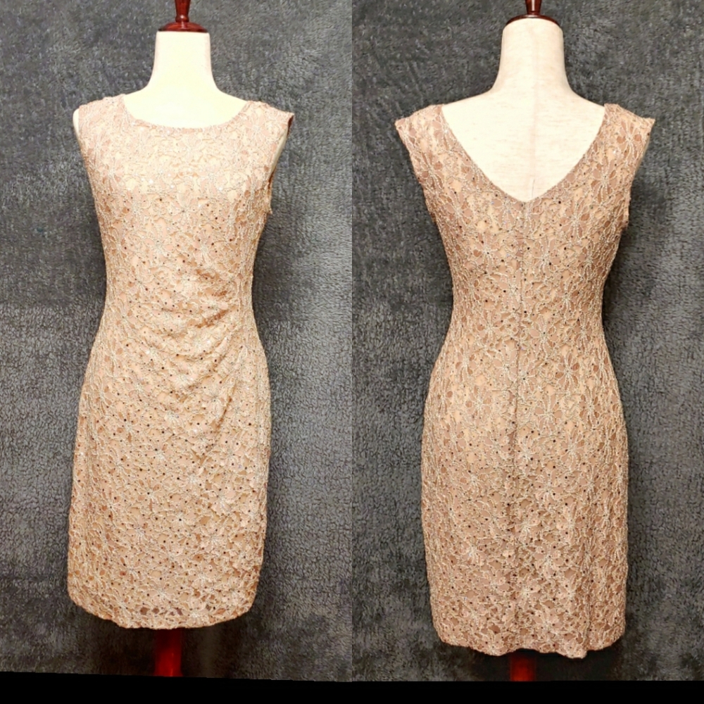 Connected Apparel Gold Sequin NYE Mini Dress Sz 6P